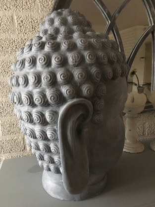 Boeddha-hoofd, polystein-beton kleur!!